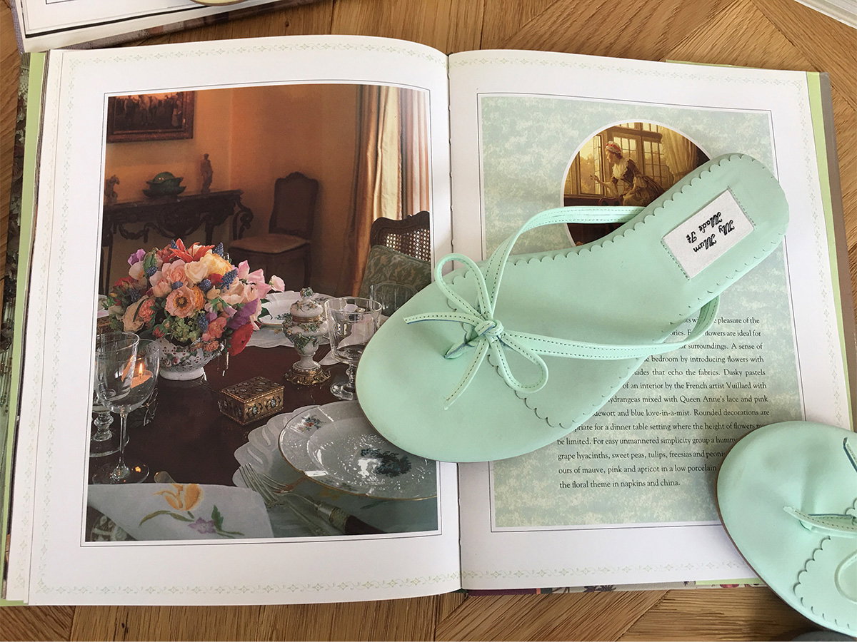 Ribbon Stitch Flip Flops - Mint