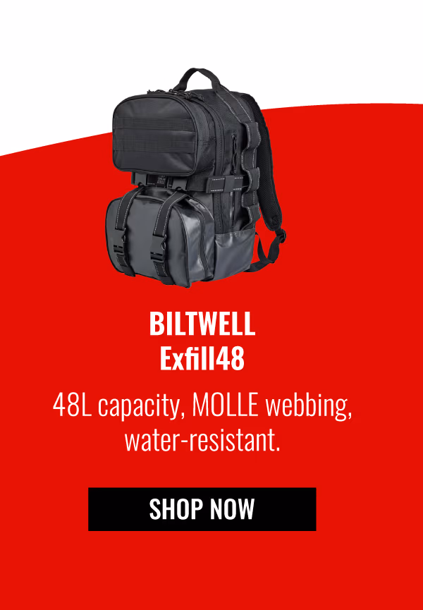BILTWELL Exfill48 | 48L capcaity, MOLLE webbing, water-resistant. | SHOP NOW