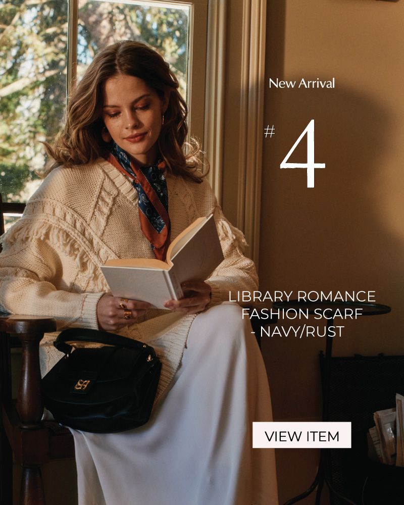 Library Romance Fashion Scarf - Navy/Rust