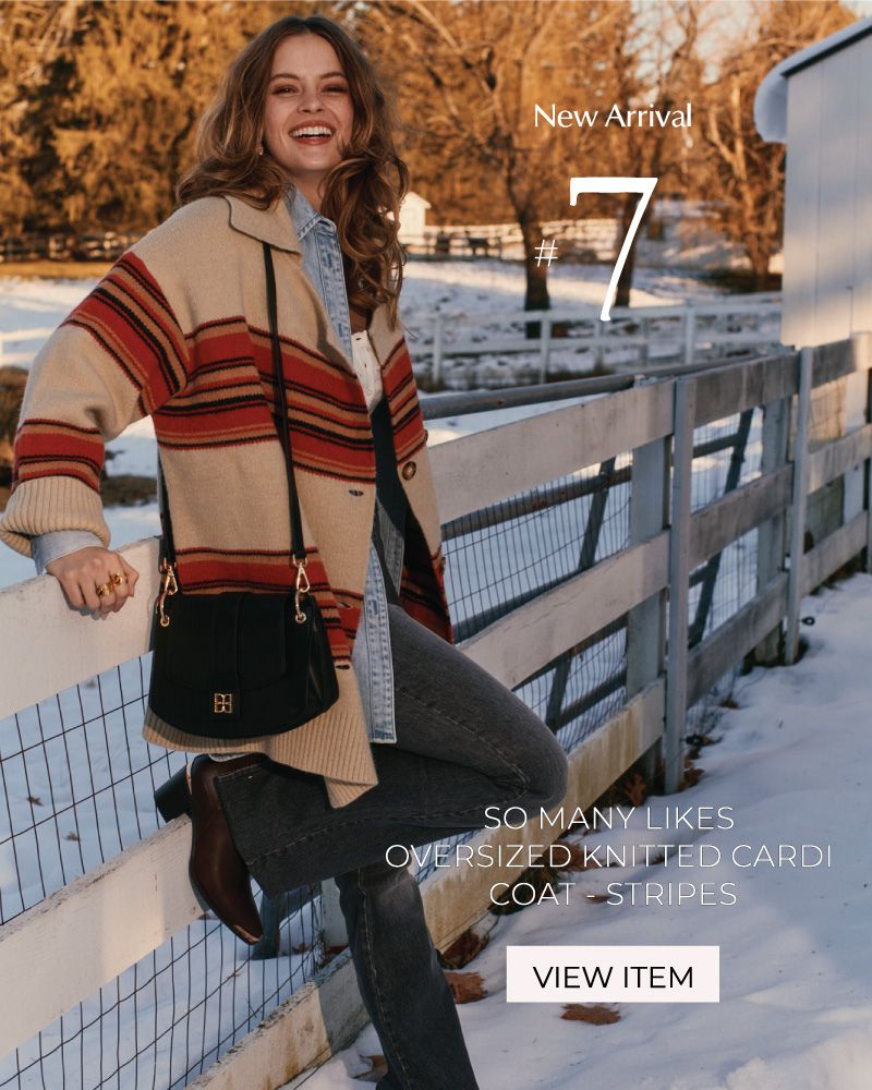 So Many Likes Oversized Knitted Cardi Coat - Stripe