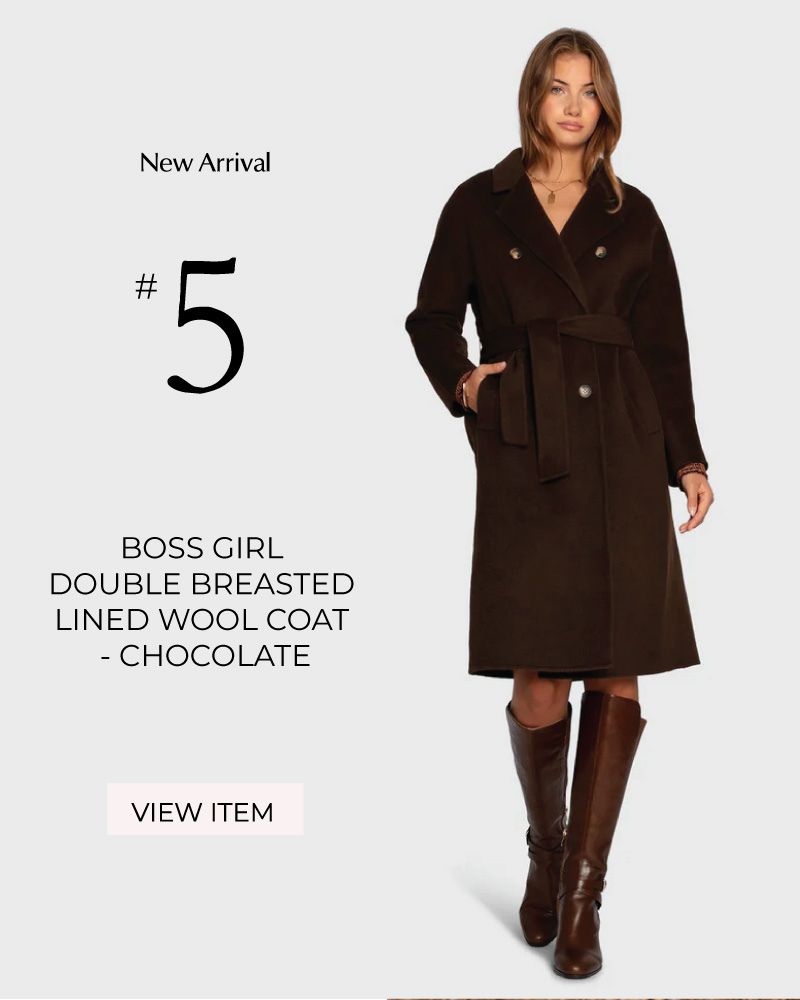 Boss Girl Double Breasted Lined Wool Coat - Chocolate