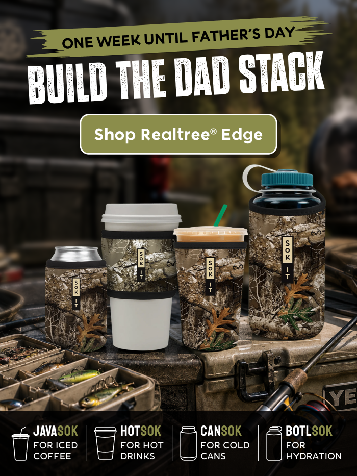 Father’s Day promotion featuring Realtree® Edge camouflage drinkware.