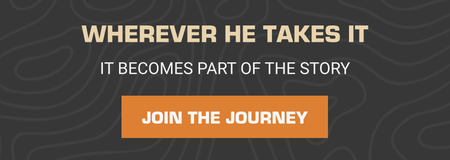 Wherever he takes it, it becomes part of the story.
