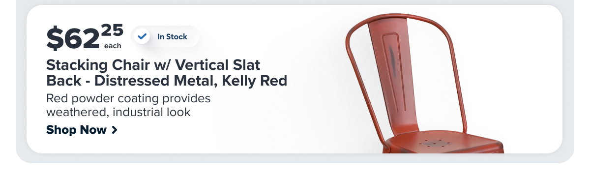 Flash Furniture ET-3534-RD-GG Stacking Chair w/ Vertical Slat Back - Distressed Metal, Kelly Red