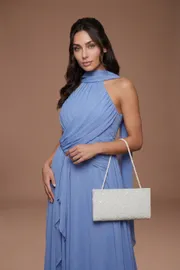 Bridal Luna Large Beaded Clutch Bag With Beaded Shoulder Strap