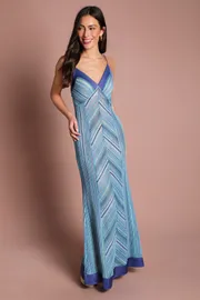 Crochet Maxi Dress With Satin Trim