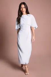 Chiffon Cape Pencil Dress