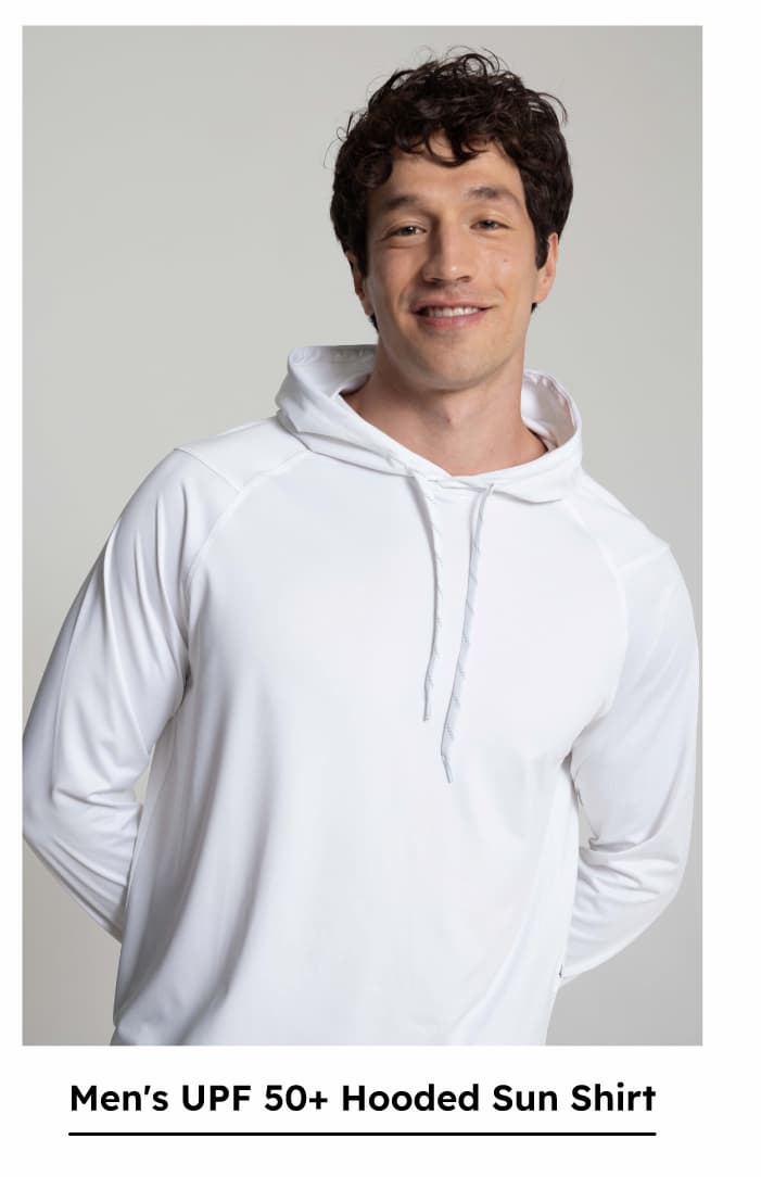Men's UPF 50+ Hooded Sun Shirt in White