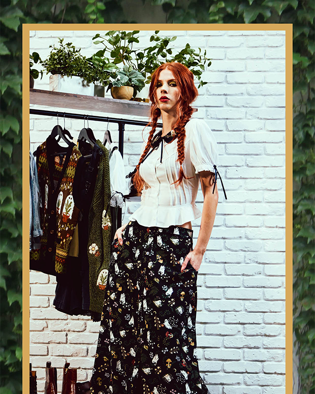 Ghost Plants Button-Up and Ghost Garden Maxi Skirt. Shop Thorn and Fable