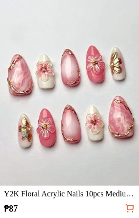 Y2K Floral Acrylic Nails 10pcs...