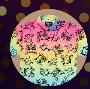 Rainbow Cat Pride Party Button Up Shirt