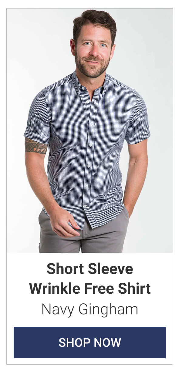 Navy Gingham Short Sleeve