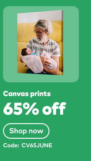 65% off canvas. Code: CV65JUNE. Shop canvas.