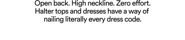 Open back halter tops and dresses product showcase