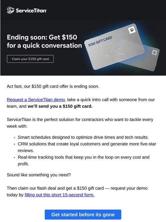 FLASH DEAL: Get a $150 gift card today!