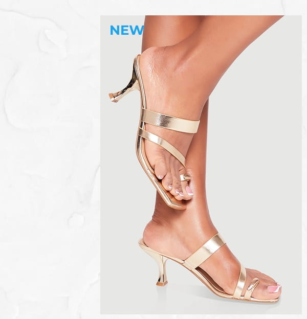 Shop Metallic Detail Toe Loop Spool Heels