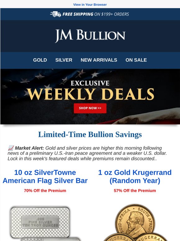 🚨 Metals Move Higher + Deals Up to 72% Off Premiums