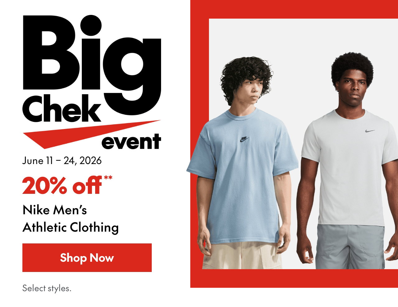 Nike Men's Athletic Clothing
20% off
Our ticket price. Select styles.