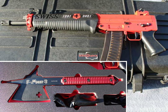 NIB Import Swiss 730th Anniversary Set SIG SG551 Pistol Sight Axe, Case & More