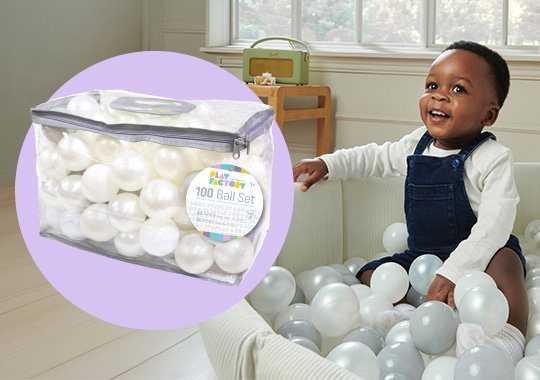 Play Factory 100 Ball Pit Balls Pack with Storage Bag White and Pearl