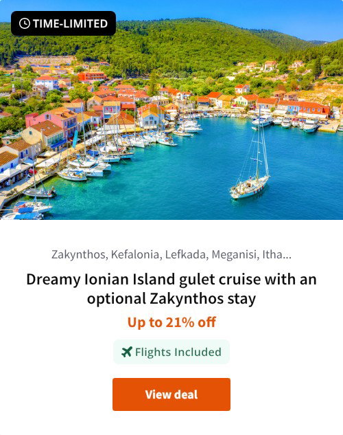 Dreamy Ionian Island gulet cruise with an optional Zakynthos stay