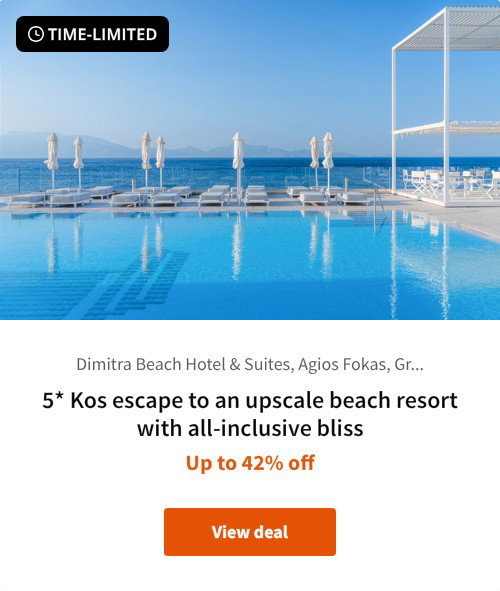5* Kos escape to an upscale beach resort with all-inclusive bliss