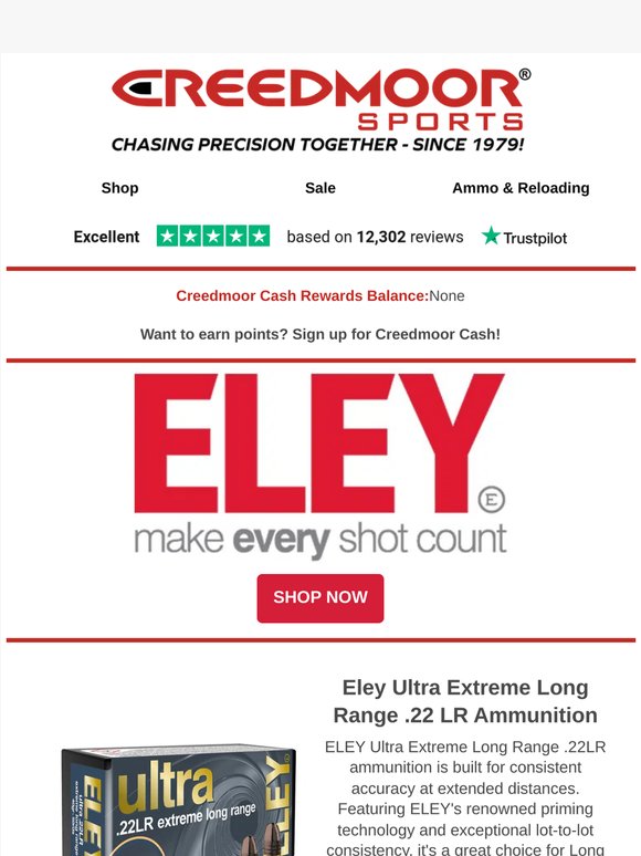 Shooter-tested. Range-approved. Eley.