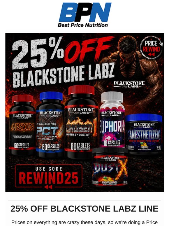Rewinding Prices, 25% OFF Blackstone Labs Line