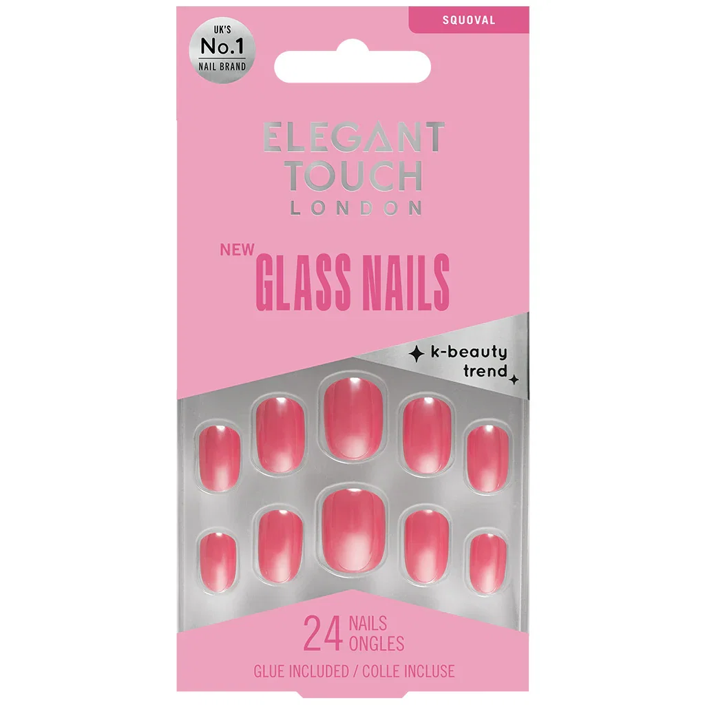 Image of Elegant Touch False Nails Squoval Short Length - Glass Cranberry