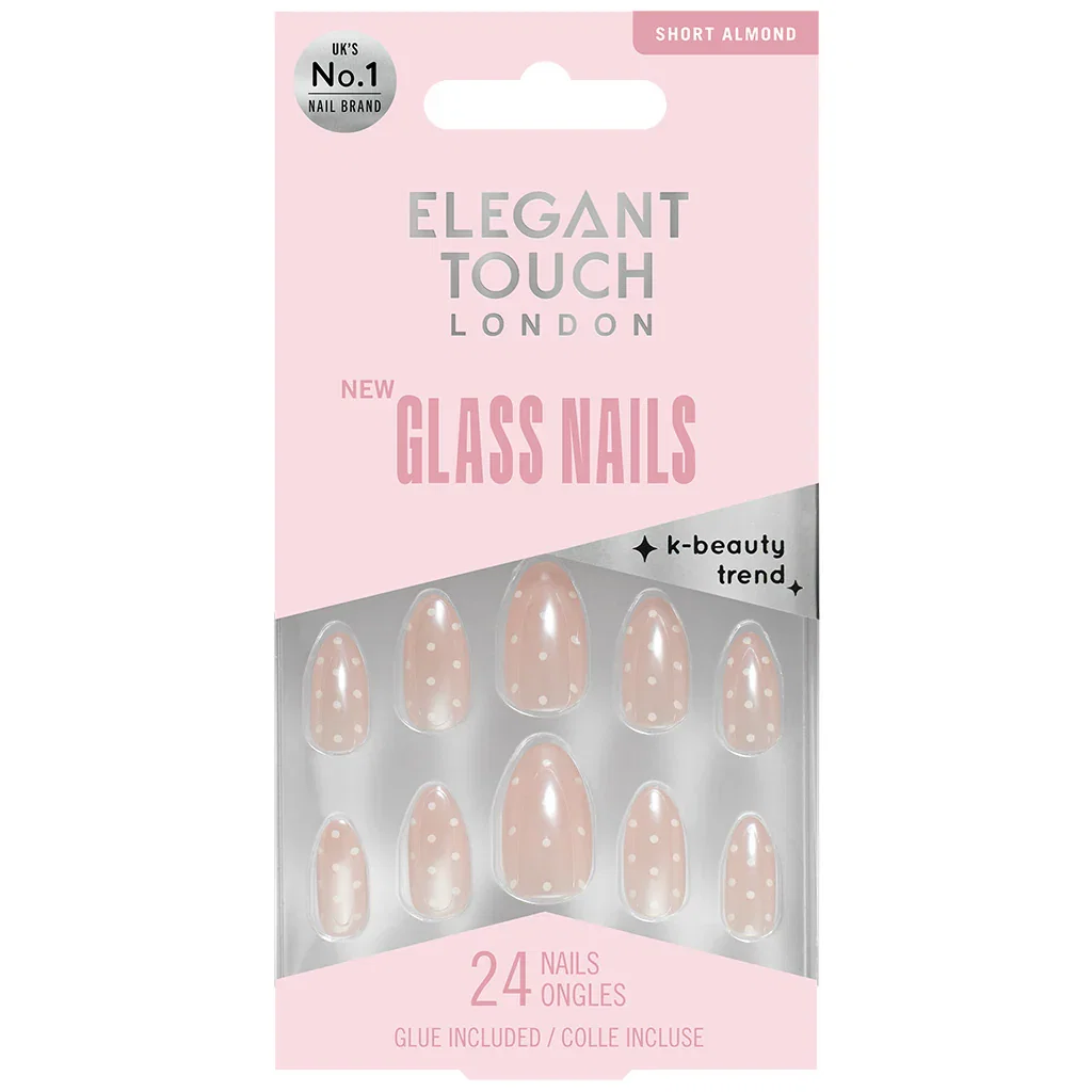 Image of Elegant Touch False Nails Almond Short Length - Glass Polka