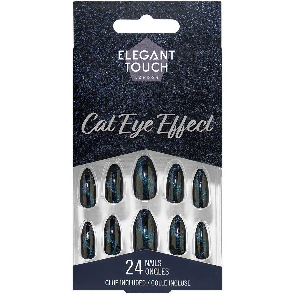 Image of Elegant Touch Cat Eye Effect False Nails Stiletto Medium Length - Eclipse