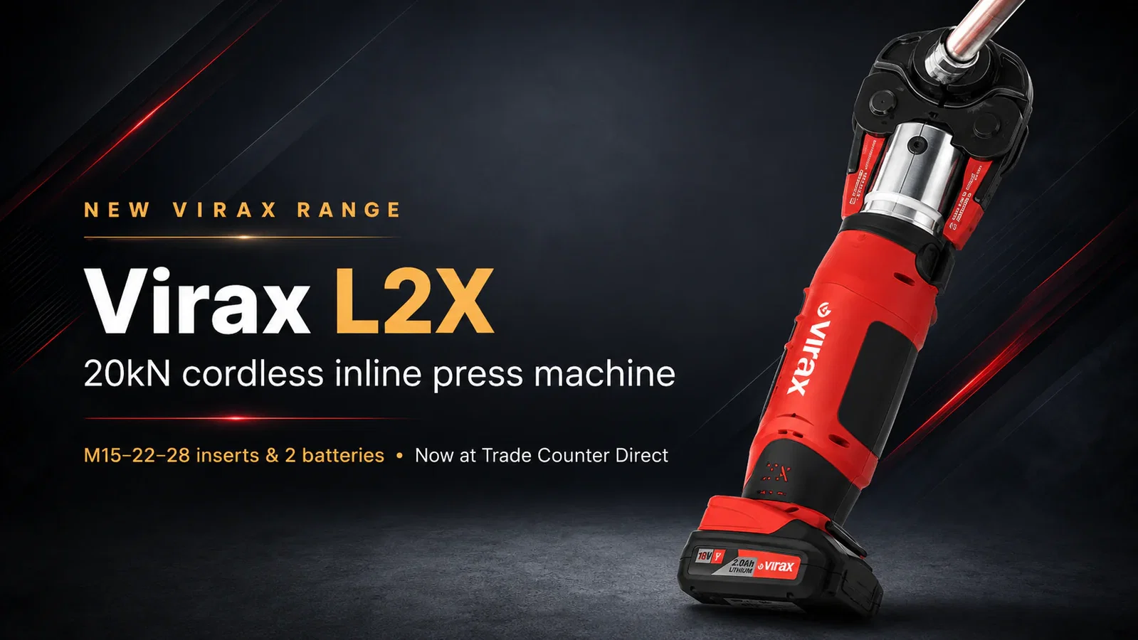 Virax L2X 20kN Cordless Inline Press Machine Kit