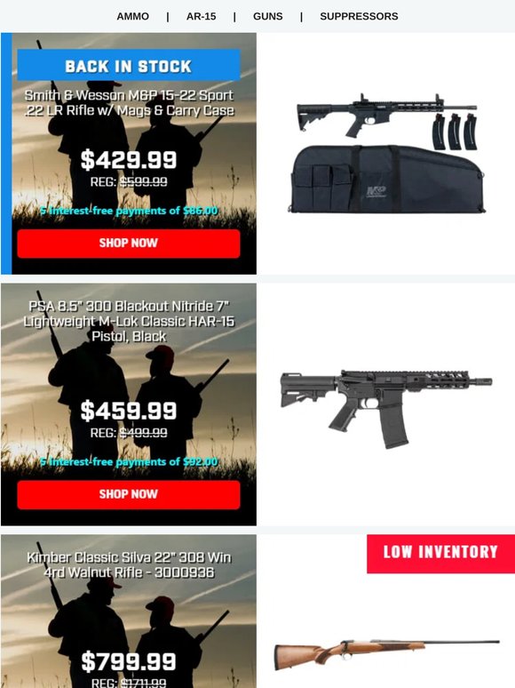 Back in Stock! | $429.99 S&W M&P 15-22 Rifle Bundles!