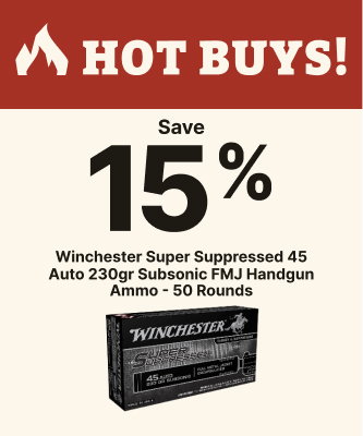 Winchester Super Suppressed 45 Auto (ACP) 230gr Subsonic FMJ Handgun Ammo - 50 Rounds