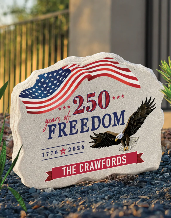 Personalized 250 Years of Freedom Eagle Standing Garden Stone