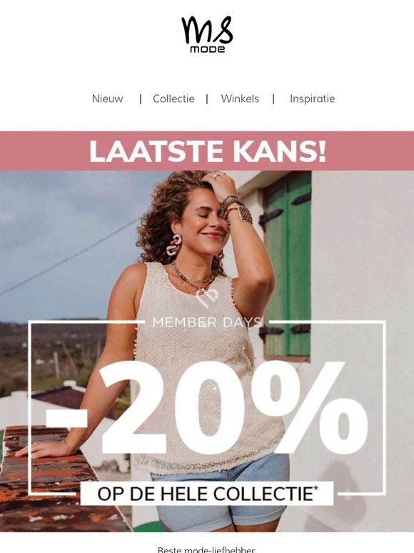 Shop alleen vandaag nog met 20% korting op de hele collectie!