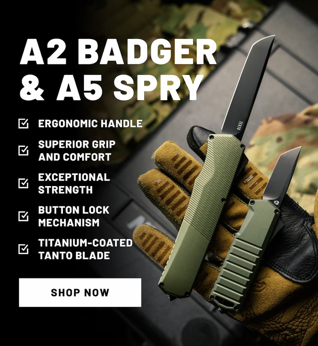 A2 Badger and A5 Spry in hand with features.