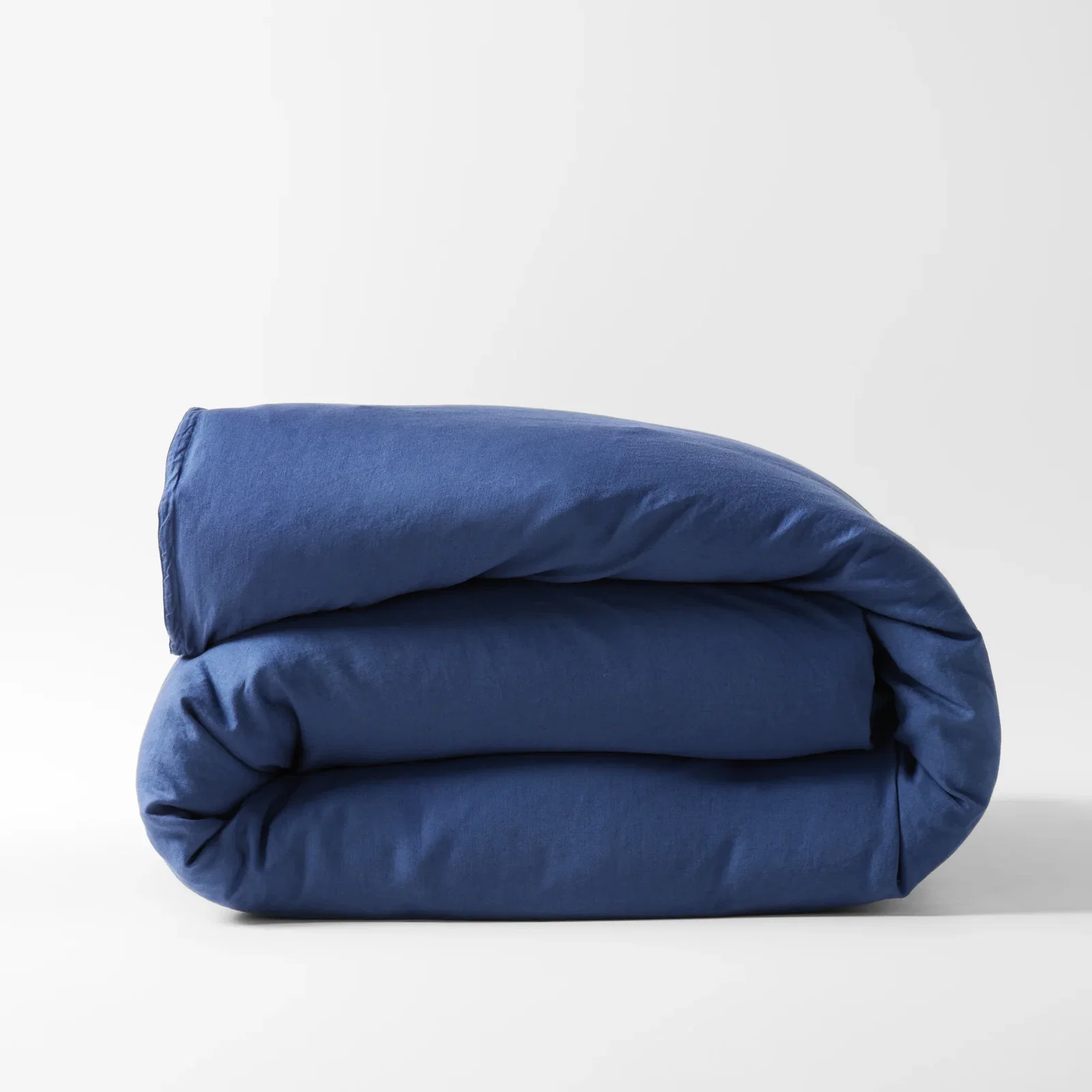 Image of Navy Blue Washed Linen Duvet Cover