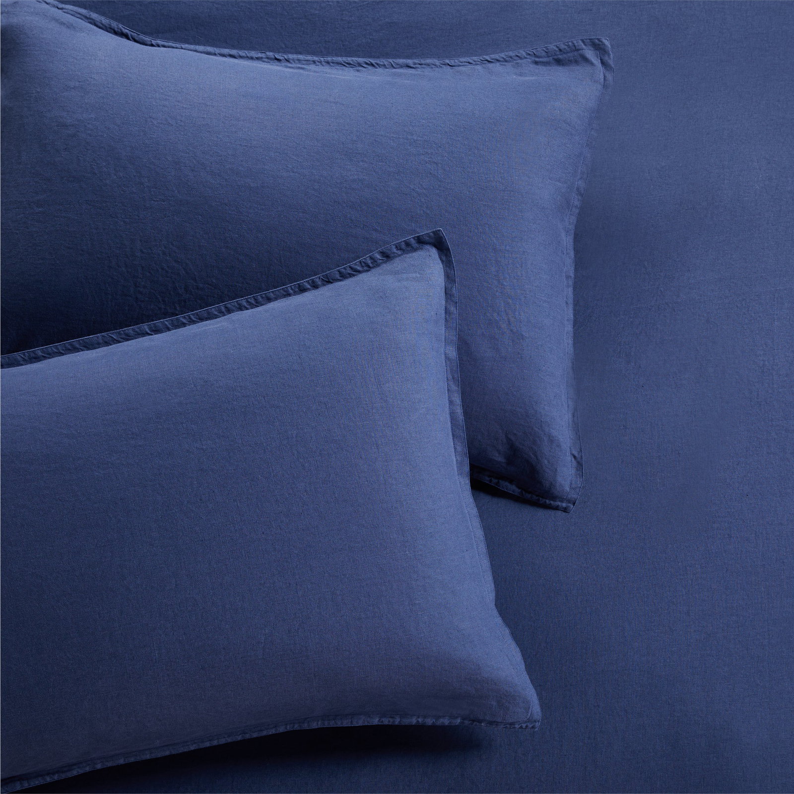 Image of Navy Blue Washed Linen Pillow Shams, set of 2