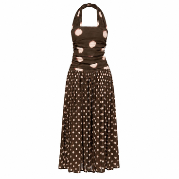 Firstdance Brown Polka Dot Midi Dress