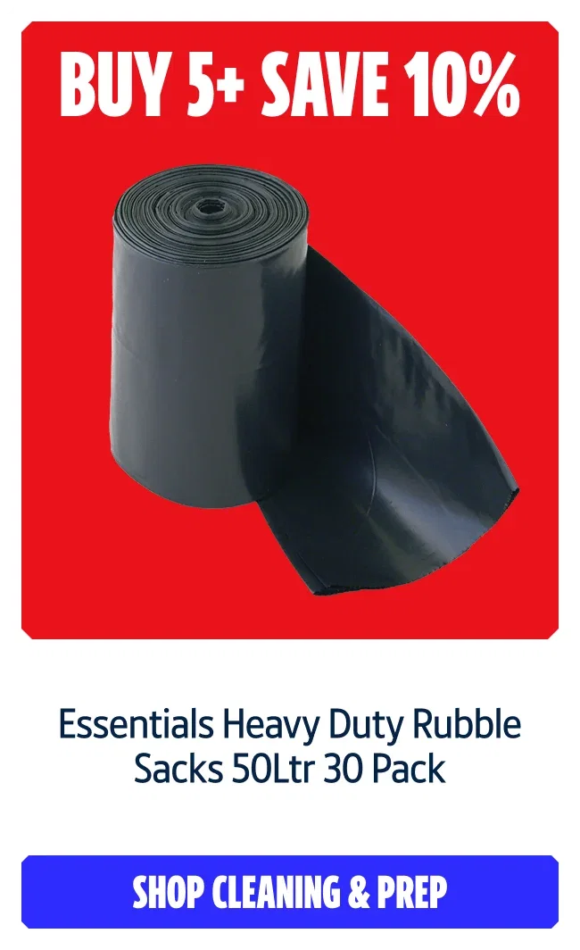 Buy 5+ save 10% on Essentials Heavy Duty Rubble Sacks 50Ltr 30 Pack. Shop cleaning and prep