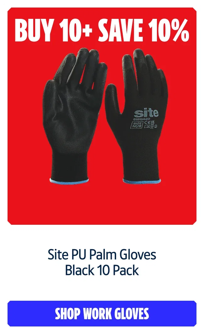 Buy 10+ save 10% Site SWG420 PU Palm Gloves Black Large 10 Pack. Shop work gloves
