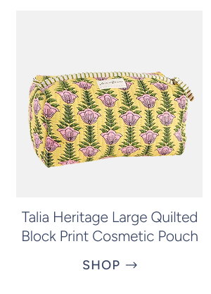 Talia Heritage Large Quilted Block Print Cosmetic Pouch