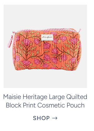 Maisie Heritage Large Quilted Block Print Cosmetic Pouch