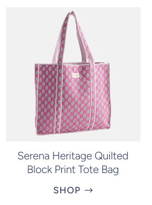 Serena Heritage Quilted Block Print Tote Bag