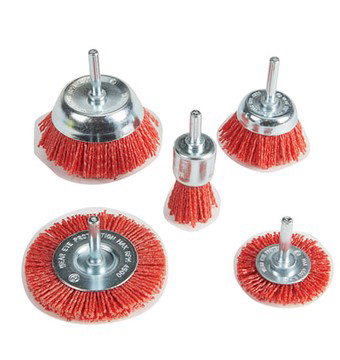 Klutch Poly Wheel/Cup Brush Set, 5-Pc., 1/4in. Arbor, 4500 RPM
