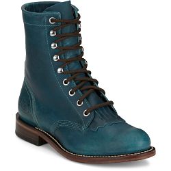 Mckean 7" Lace-Up Roper in Turquoise.