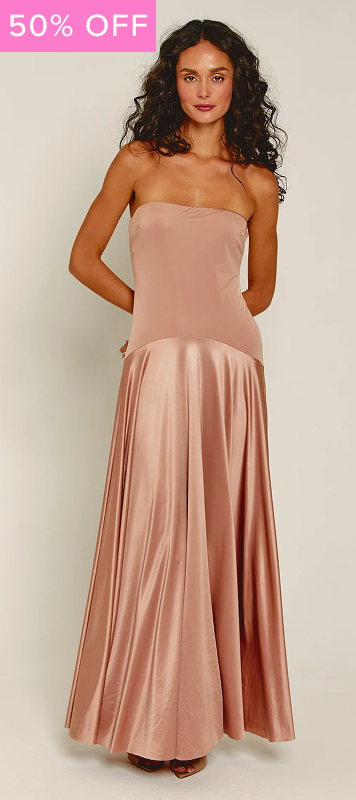 Blush Curved Drop Waist Bandeau Maxi Dress