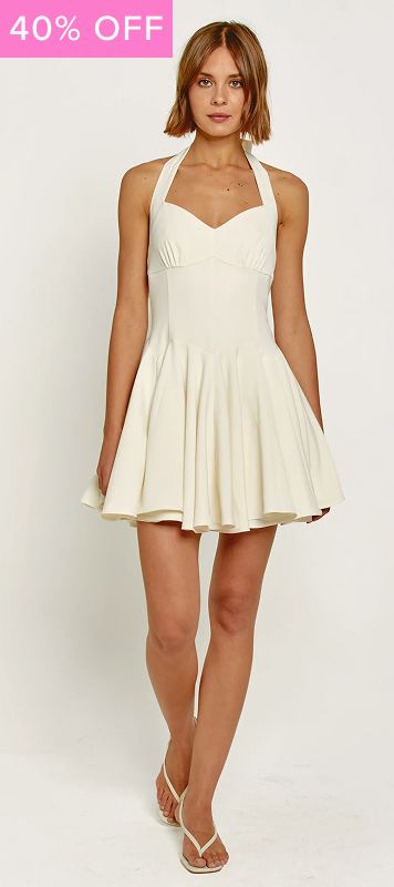 Cream Fit & Flare Mini Dress
