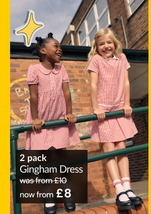 2 pack gingham dresses was from £10 now from £8.